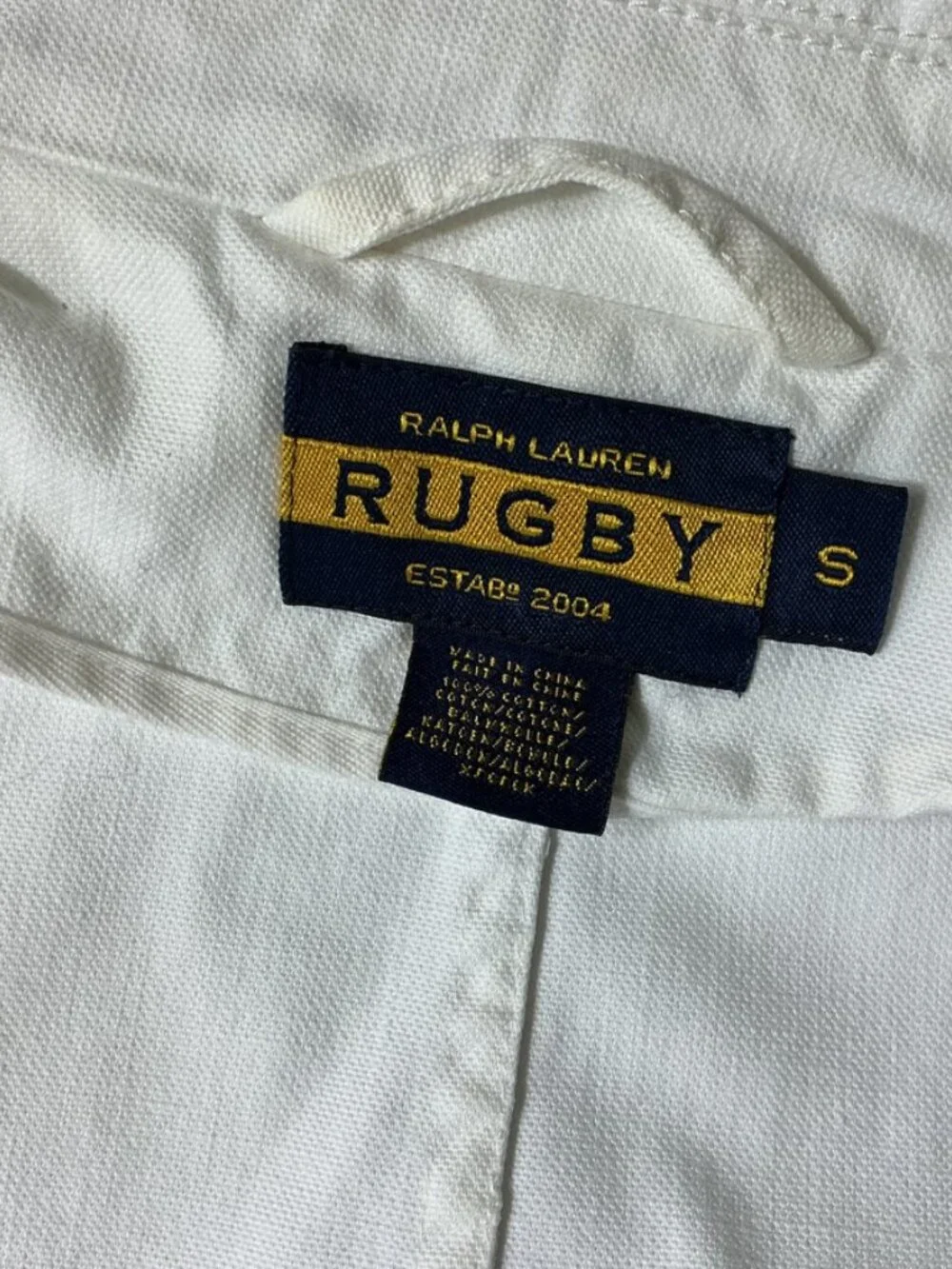 Vintage Y2K 00s Ralph Lauren Rugby White Double Breasted Cropped Jean Jacket S - Picture 9 of 10